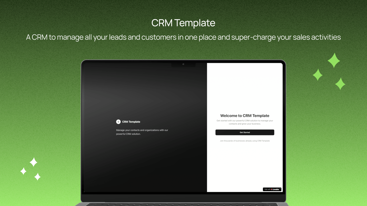 CRM Template screenshot