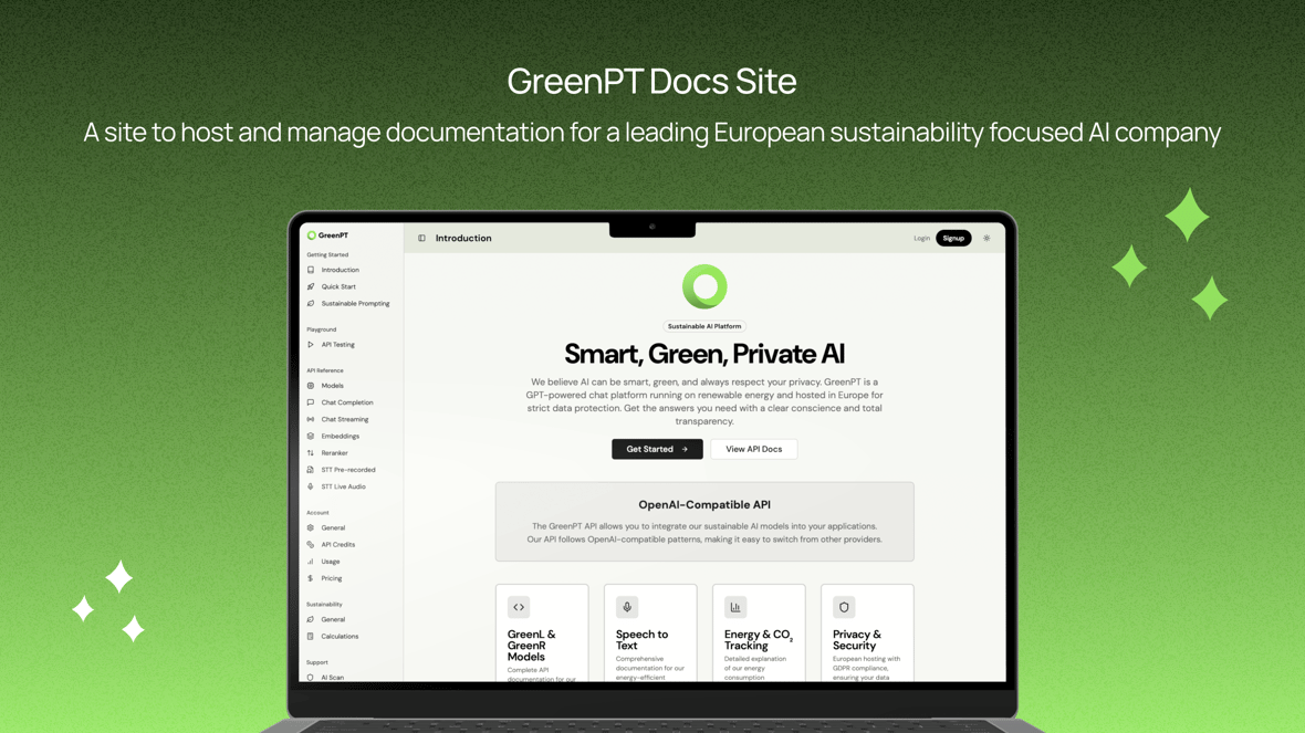 GreenPT Docs Site screenshot