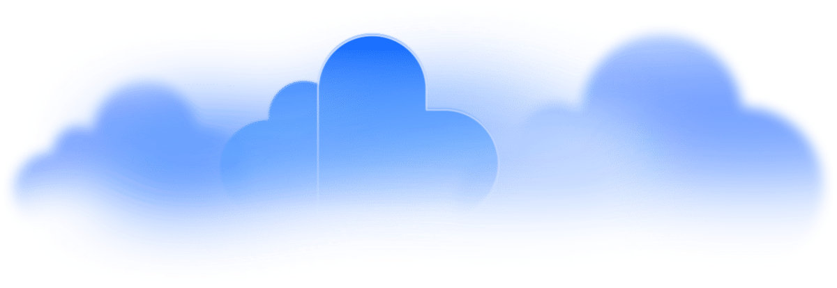 Stylized cloud illustration with blue clouds