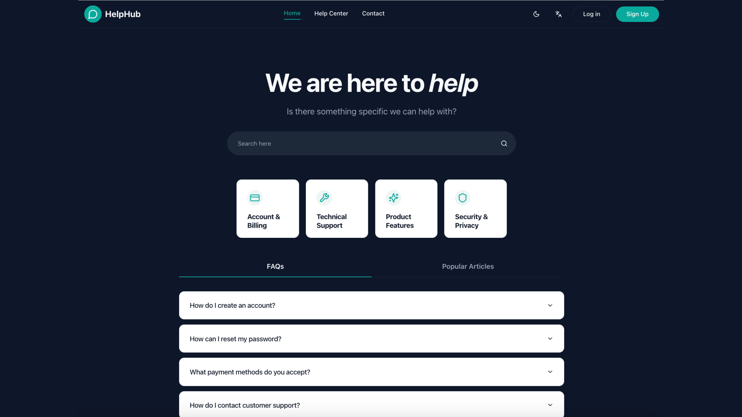 HelpHub screenshot 2