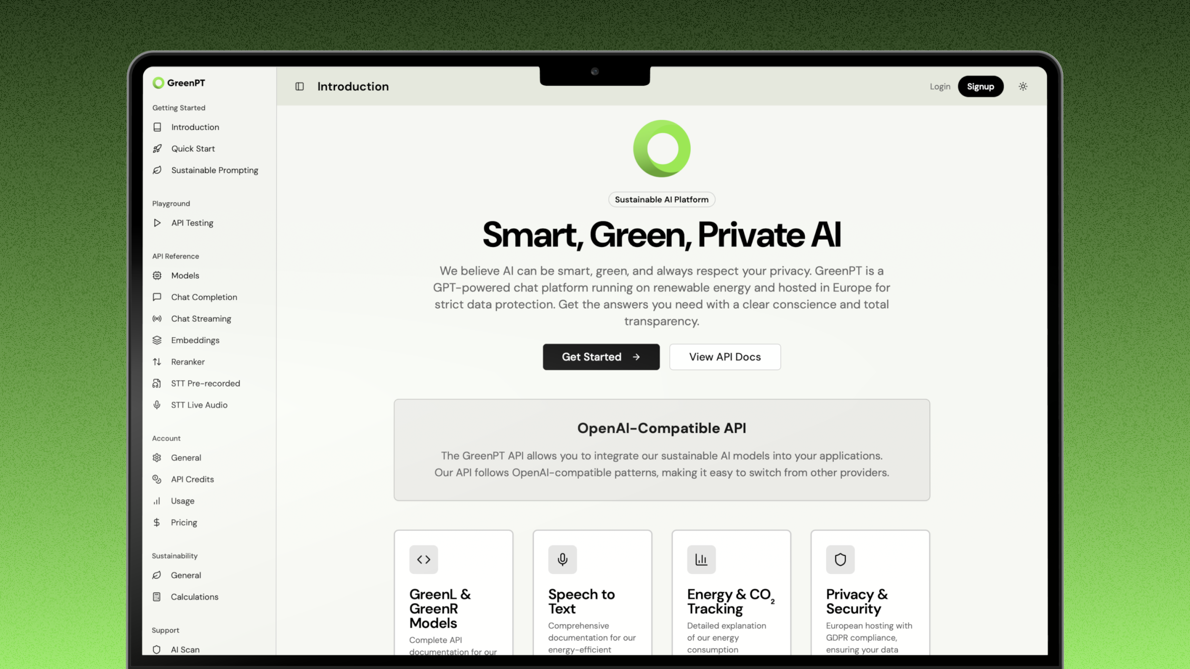 GreenPT Docs Site screenshot 2